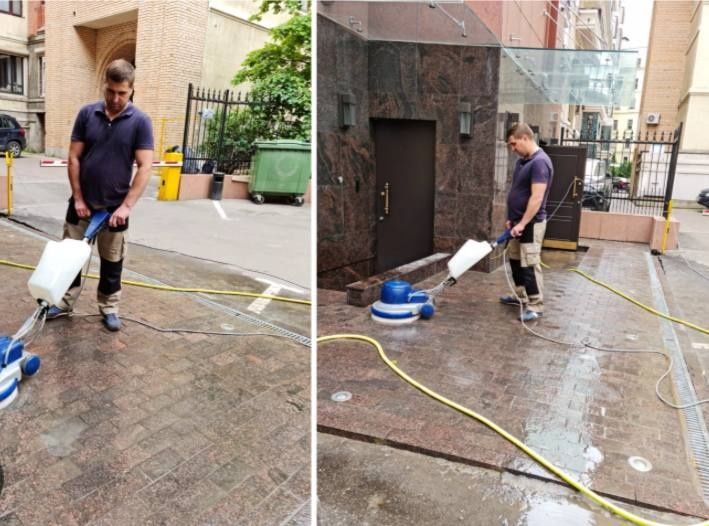 Мойка фасада чистка мрамор и брусчатка