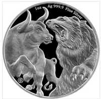Сребърна монета Buls & Bears сребро 999