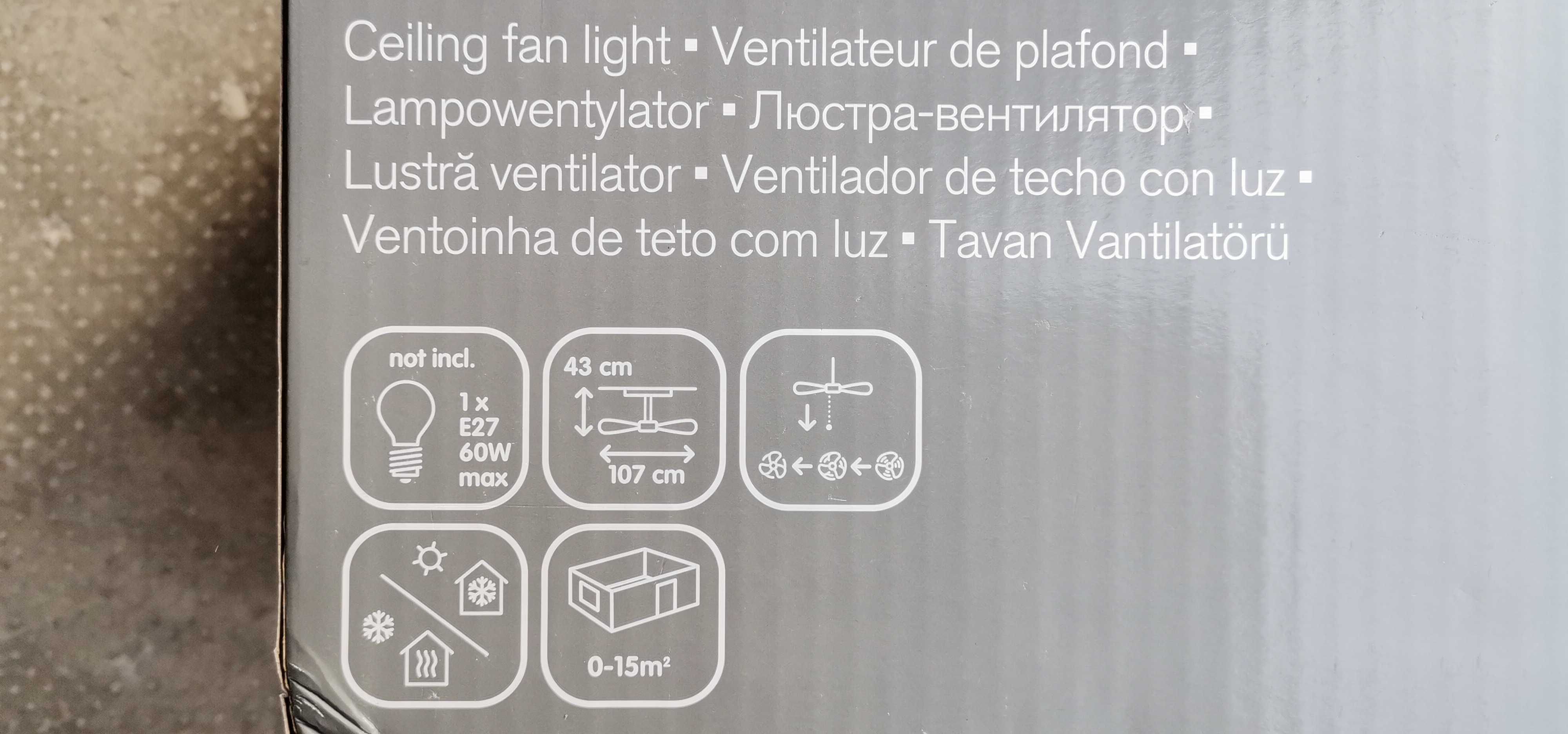 Lustra Ventilator de tavan 106 cm, 3 viteze, 4 palete, NOU, 320 Lei