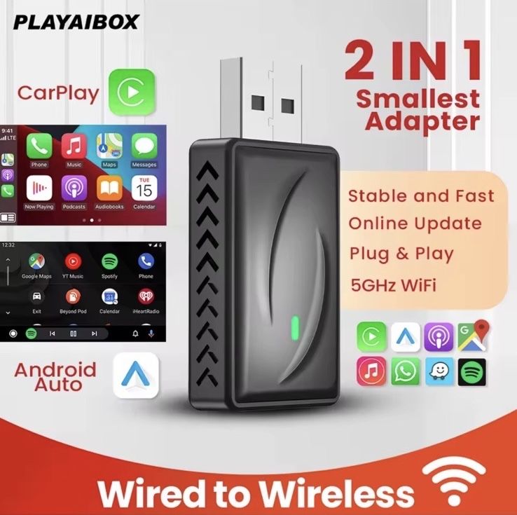 PROMOTION Безжичен адаптер 2-в-1 за CarPlay и Android Auto