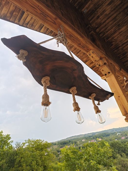 Candelabru rustic lemn nuc ,cires ,stejar