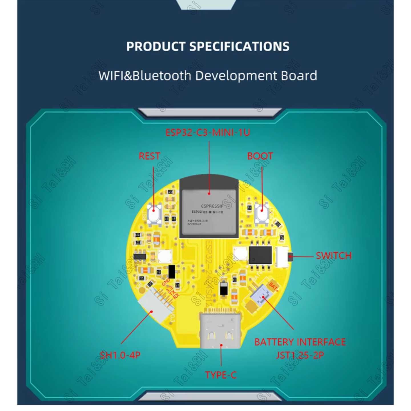 Modul ESP32-C3, Placa Dezvoltare Ecran 1.28 inch, WiFi, Ble ,NFC, IoT