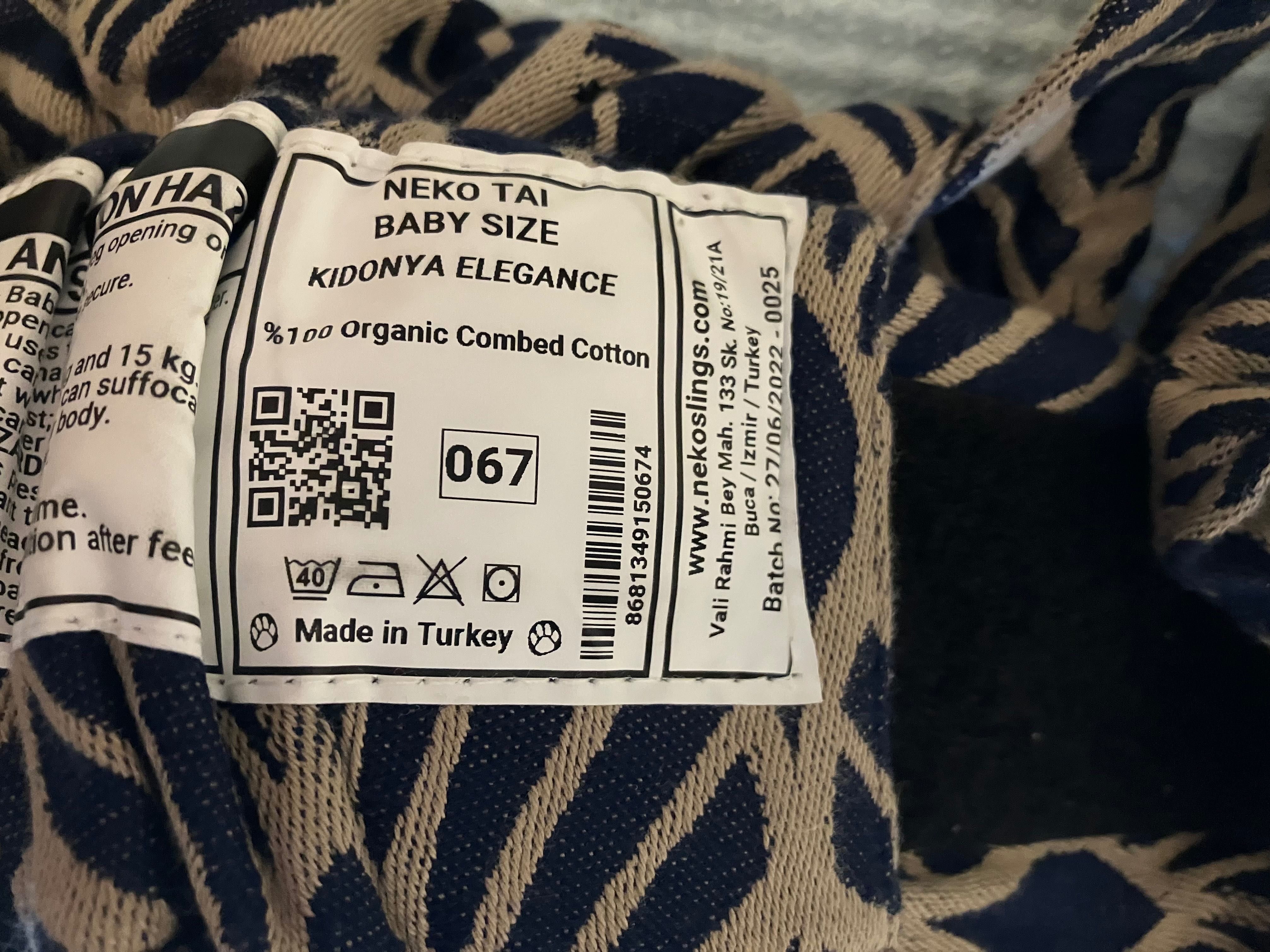Слинг Neko Tai размер за бебе Kidonya Elegance от памук