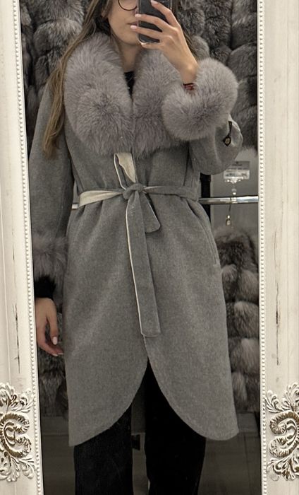 Palton de alpaca cu vulpe