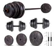 Set greutati cu haltera si gantere reglabile de 85 kg