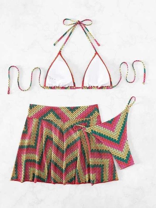 Costum de baie 3 piese cu fusta