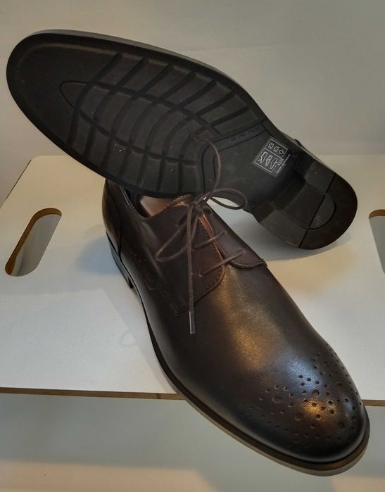 Pantofi derby cap toe de lux Minelli Italy 39 40 piele naturala