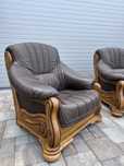 Set canapea canapele 3 - 1 Lemn Masiv + PIELE Naturala Rustic