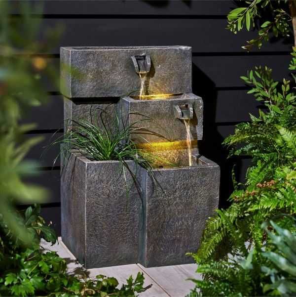 Fantana de exterior Plant, cu LED-uri, plantabilă, H76 cm