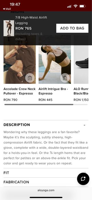 Vand colanti Alo Yoga