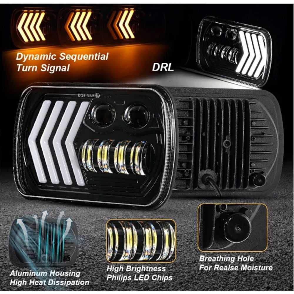 Комплект ляв и десен LED фар/лампа/халоген 5x7", 12V-24V