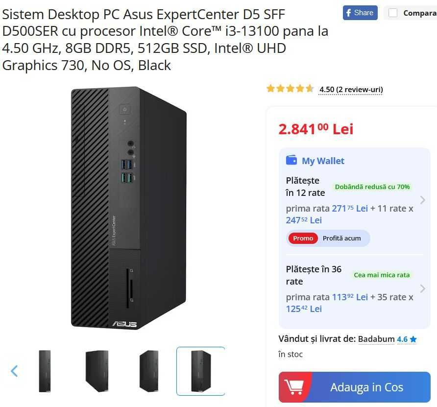 Desktop PC Asus ExpertCenter D5 SFF Windows 11 PRO