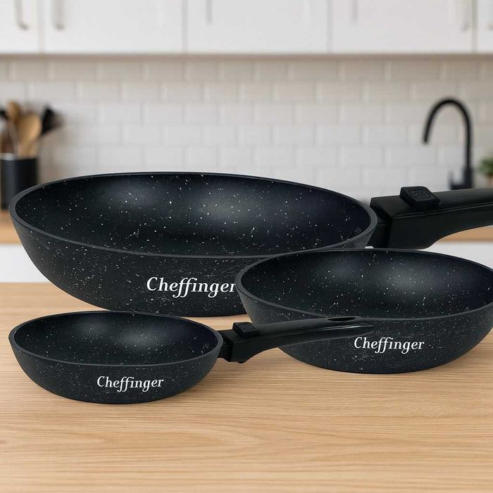 Комплект 3 бр. индукционни тигани Cheffinger с подвижни дръжки