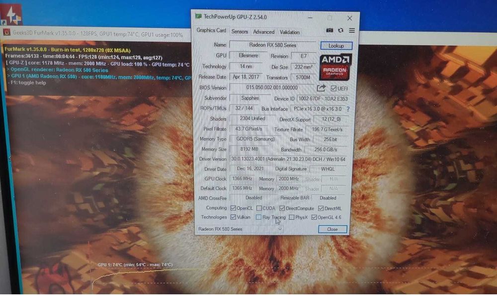 Placă video gaming AMD RX580 de 8GB, Nitro+ pe 256 biți