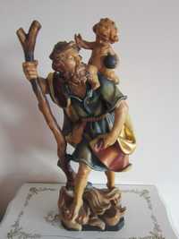 cadou rar Sf.Cristofor purtator de Hristos sculptura lemn Germania1970