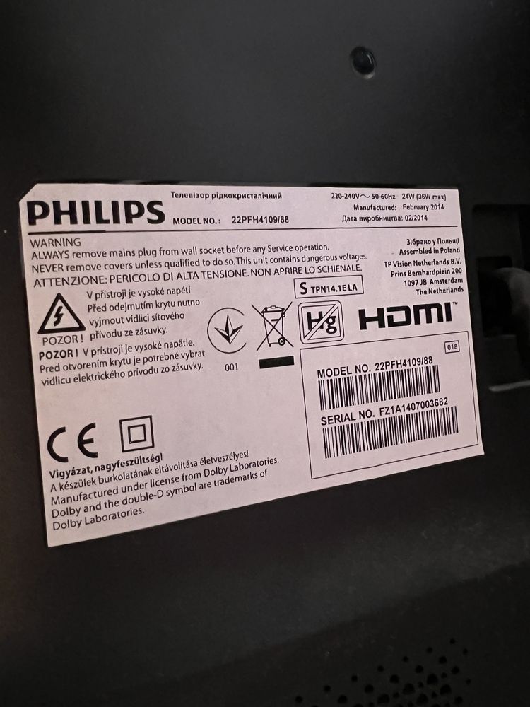 Tv Philips 22PFH4109/88 LED , Full HD, diagonala 56cm