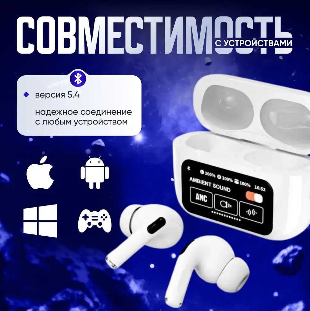 Simsiz naushniklar sensor ekranli IPhone va Android uchun. ANC/ENC