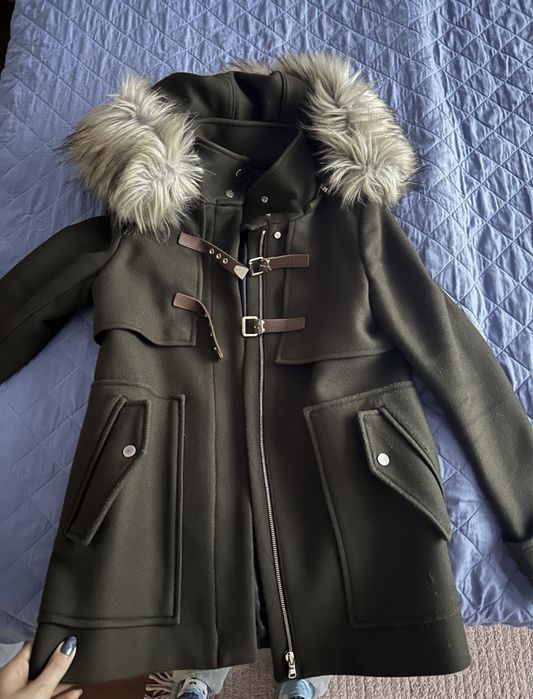 Палто Зара/zara с голяма качулка