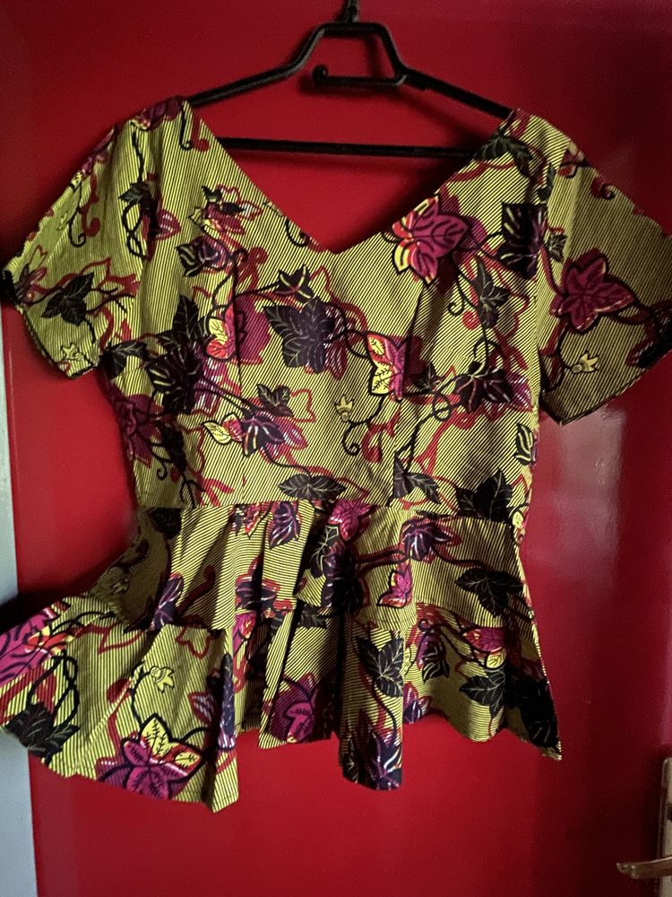 2бр пъстри африкански бохо топ блузи wax print L