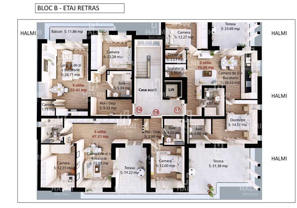 Apartamente semi-finisate  1, 2, 3 camere   Halmi Building