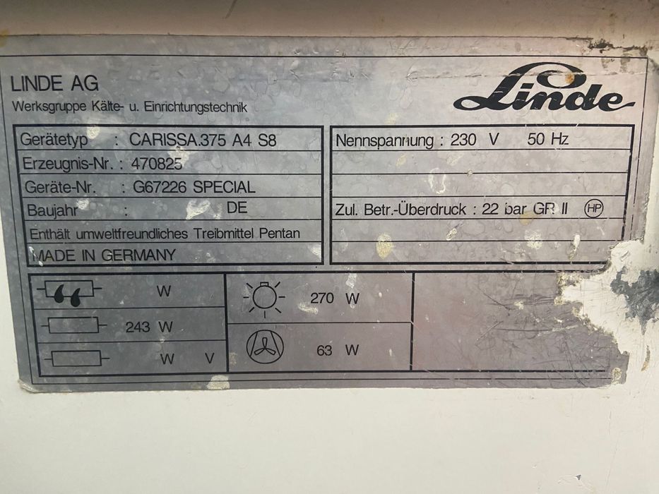 Vitrină frigorifică LINDE 3.80m