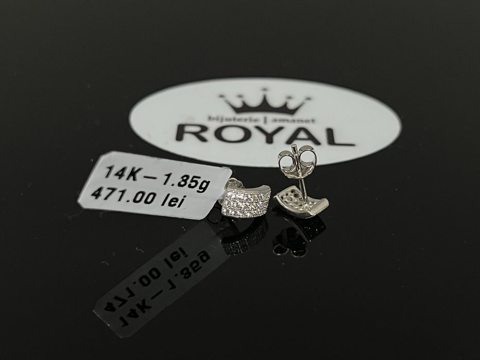 Bijuteria Royal CB : Cercei aur alb 14k 1,35 grame