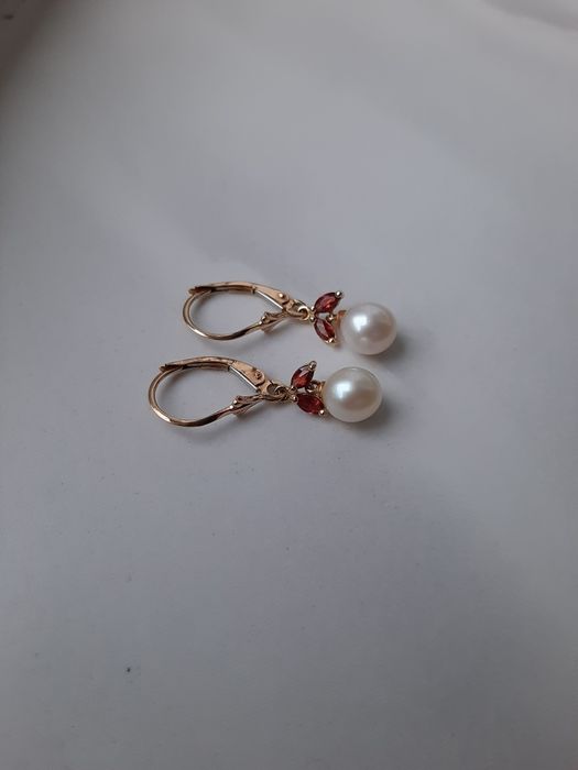 cercei eleganți  aur 14k  cu perle