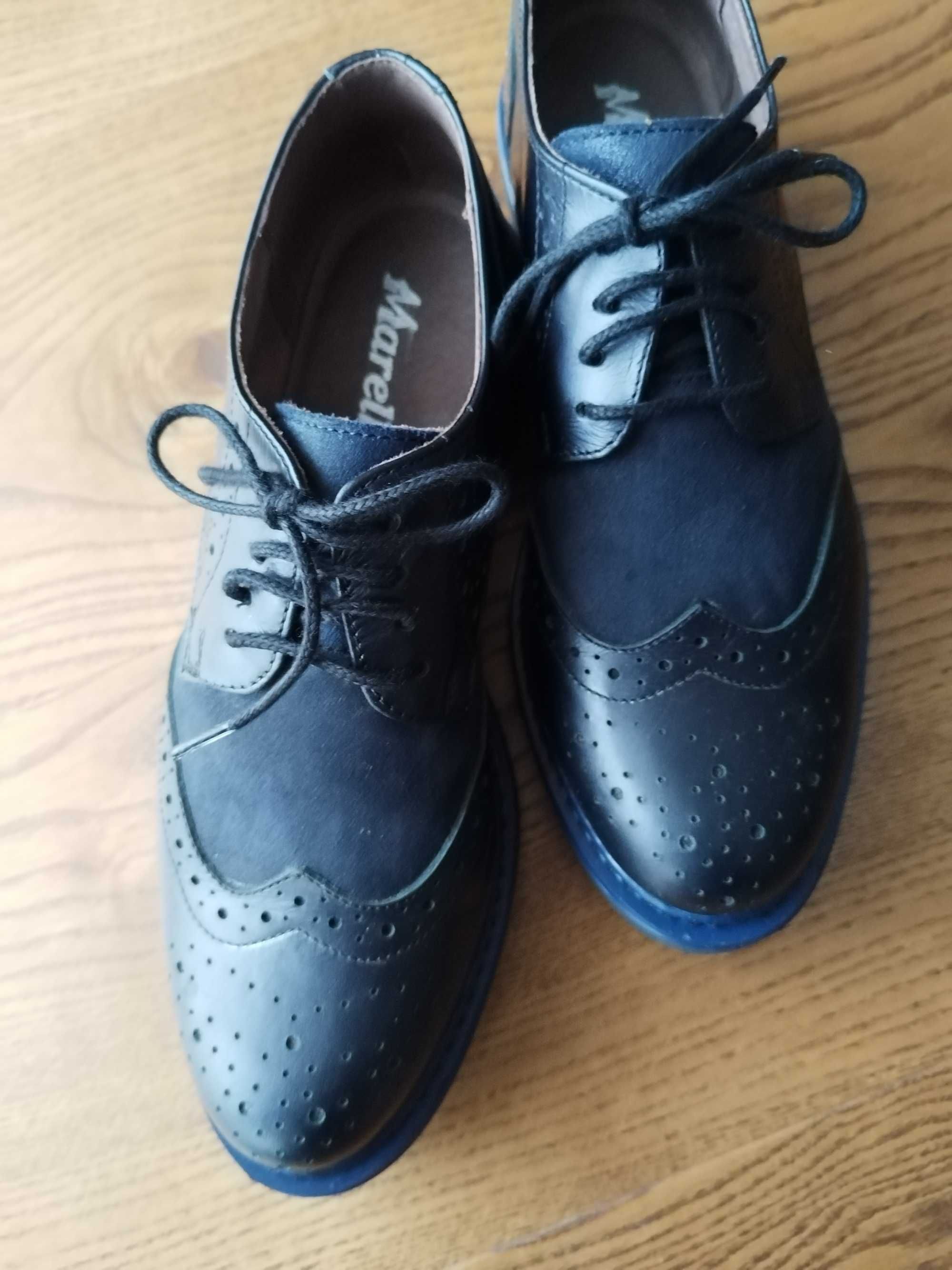 Pantofi din piele albastri Marelbo