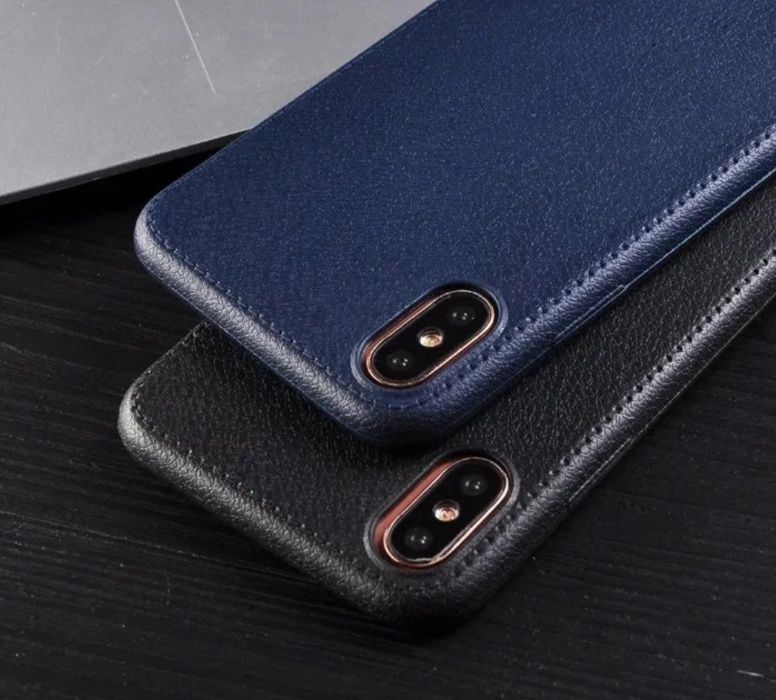 Husa LUX iPhone X 10 Silicon Model Piele Blue Brown NOU