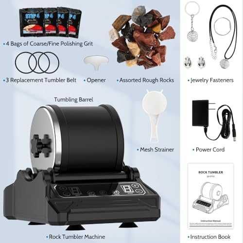 Нова Машина за полиране на камъни 1 кг, 9 скорости, комплект с камъни