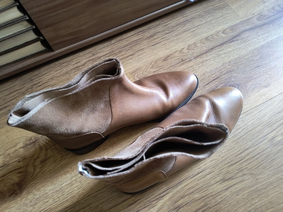 Massimo dutti нови боти 40 номер естествена кожа