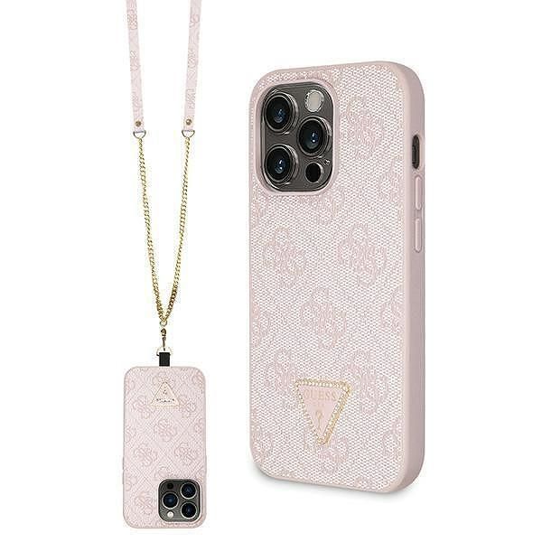 Кейс guess iphone 15 pro max 6.7" pink 4g logo + връзка