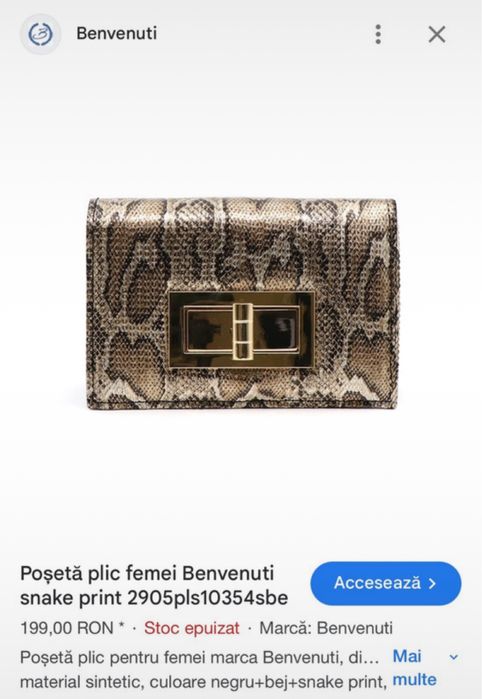 Poseta plic snake print Benvenuti