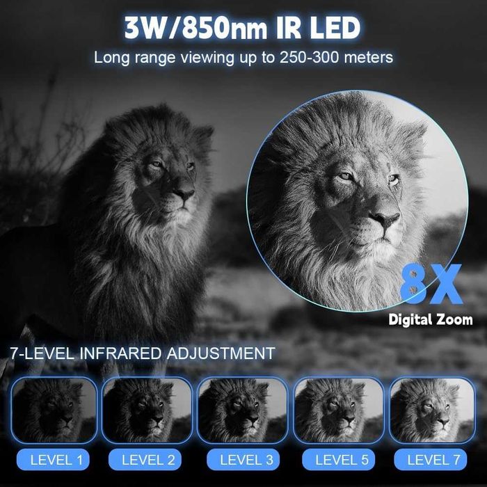 Binoclu cu vedere nocturnă în infraroșu 4K,32 GB, zoom8X,det mișcării