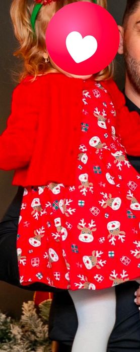 Rochie fetițe Crăciun și pulovăr rosu 3 ani