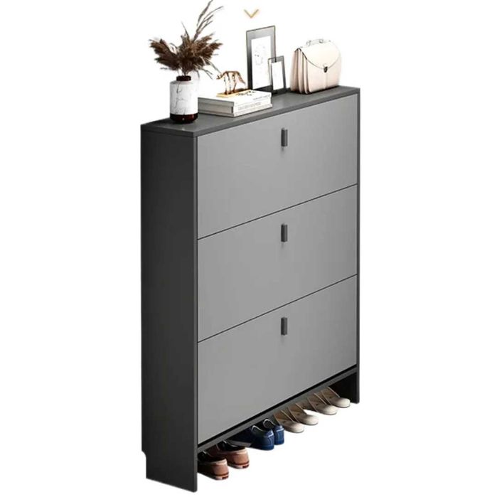Pantofar modern cu 3 Uși – Gri, 80 x 17 x 120 cm