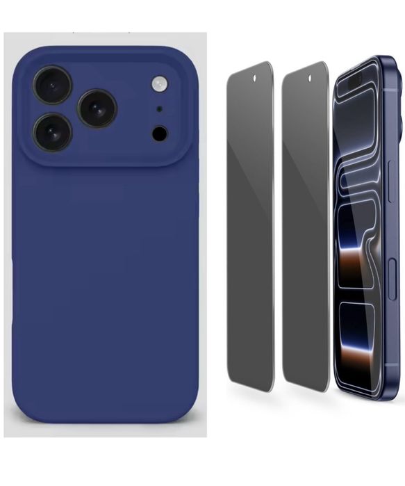 Husa Silicon Plate si Folie Sticla PRIVACY - Iphone 17 AIR PRO MAX