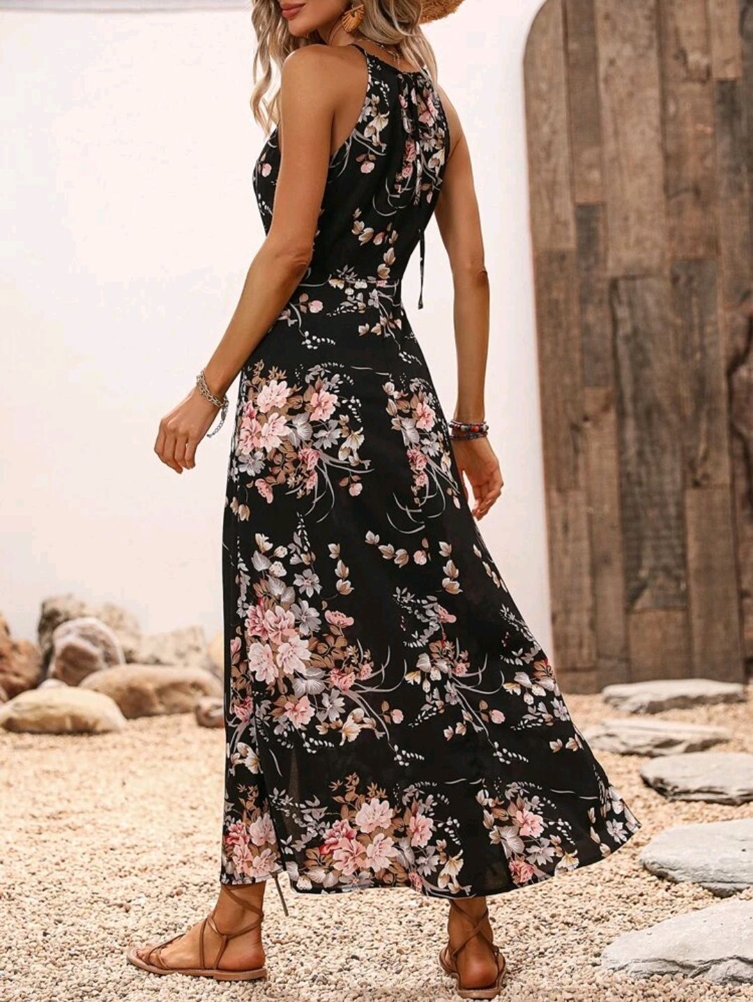 Rochie Neagra Boho Floral