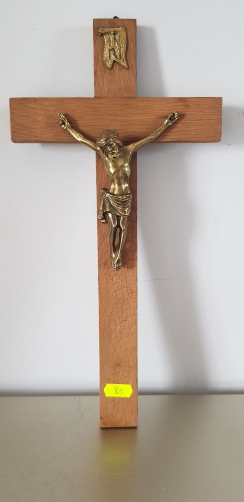 Crucifix/icoană veche din lemn și  bronz