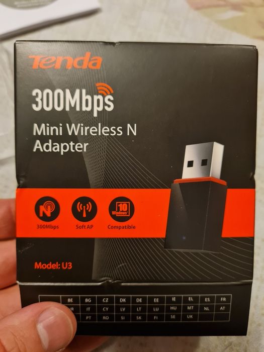 Mini adaptor USB Wireless TENDA U3, 300 Mbps, negru