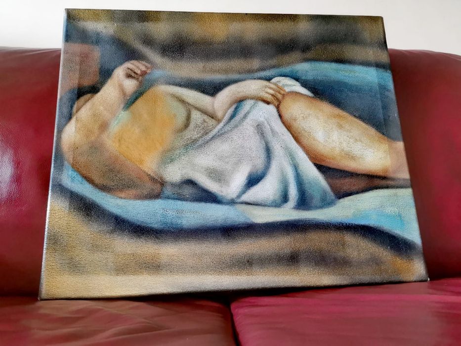 Картина принт печат на коприна подписана и датирана в рамка 1990 г.