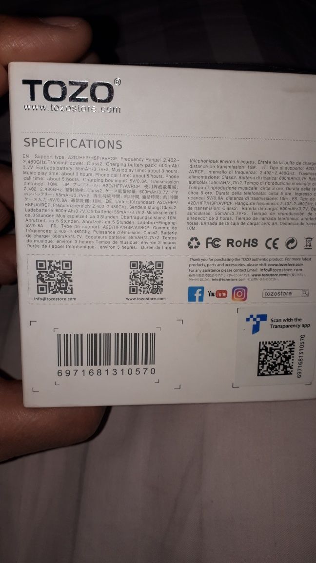Наушники беспроводные TOZO  T10 ,IPX8 , оригинал отличные бассы .