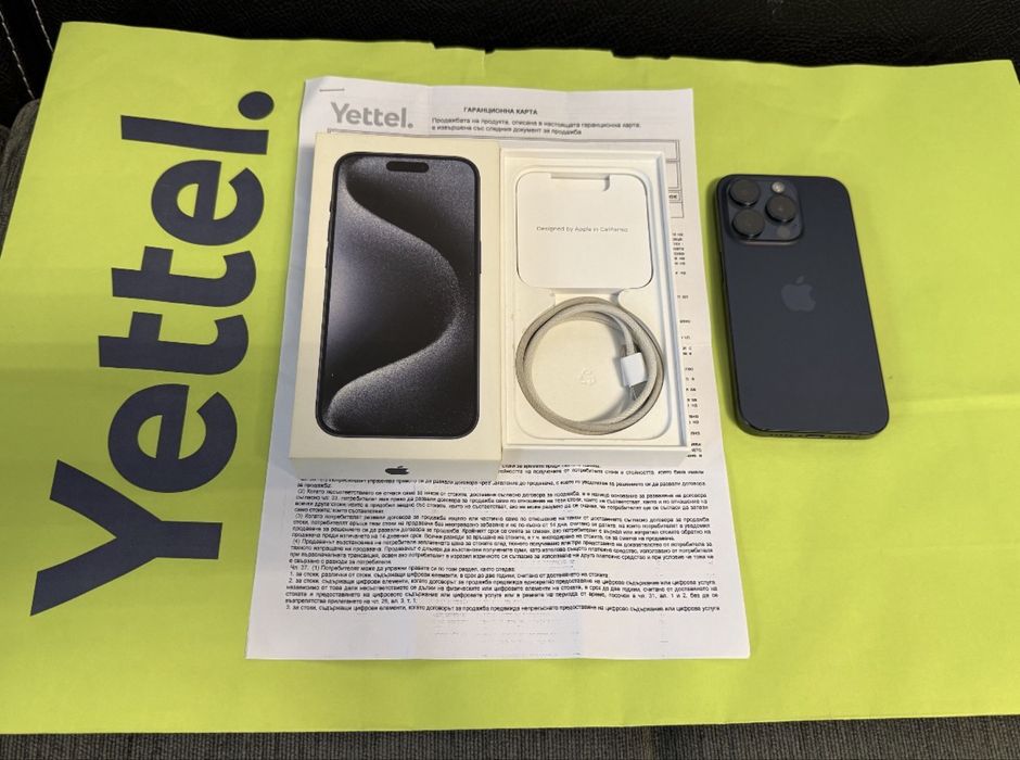 256GB iPhone 15 Pro 5G Yettel Гаранция до 2027 Titanium Blue