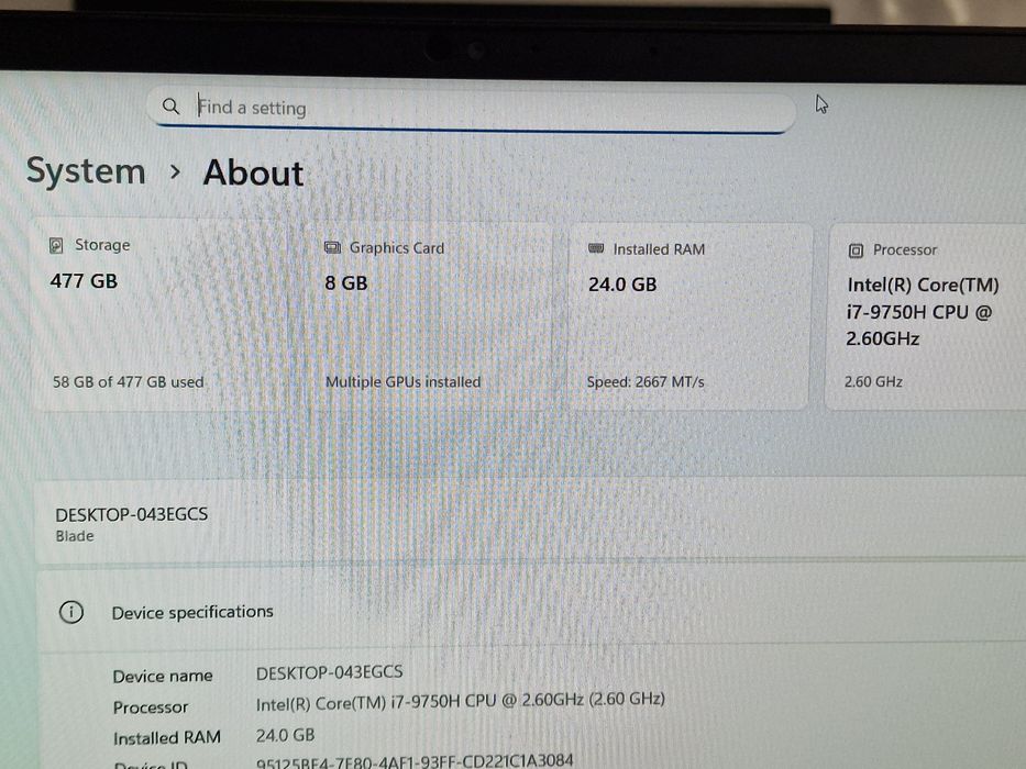 Laptop Razer Blade 15' Advanced 2019