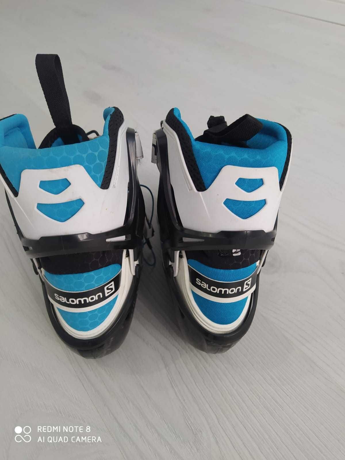 лыжные ботинки SALOMON в комплекте с креплениями Skate SNS PILOT .