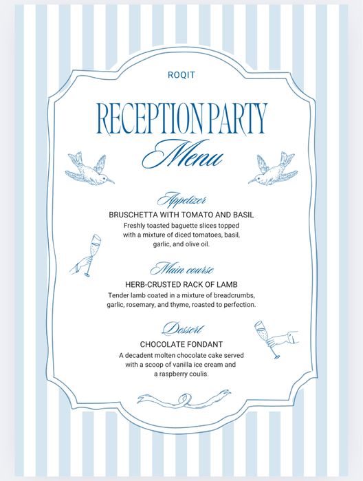 Creez Invitatii Evenimente, design de meniuri