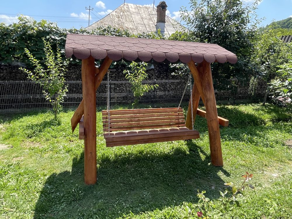 Balansoar rustic / leagan din lemn masiv