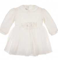 Нова официална бяла рокля с дълъг ръкав, размер 86 - 12-18м Chicco