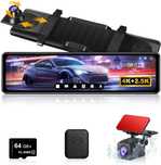 4K Dash Cam 12'' Mirror Dash Cam с дясна камера GPS 64GB SD