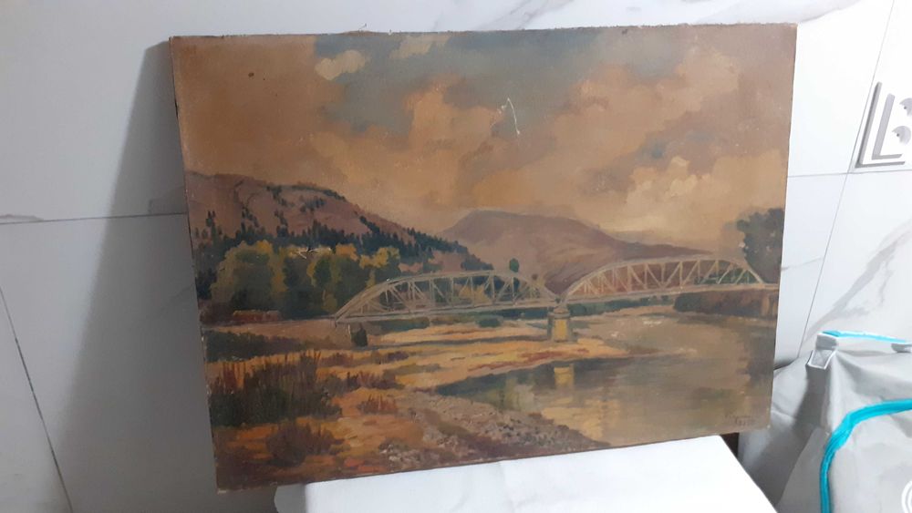 Tablou vechi, ulei pe panza. 77X56cm